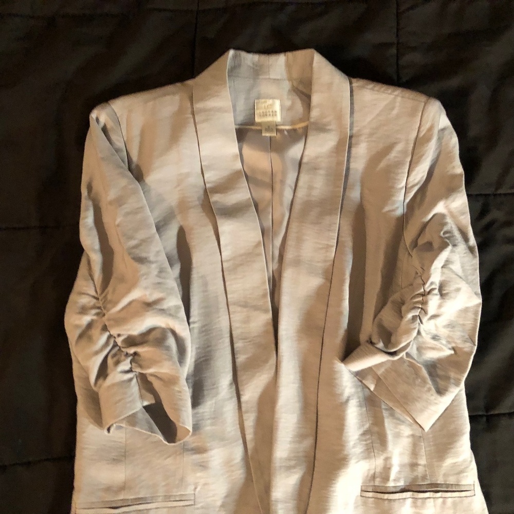 Lauren Conrad Women 3/4 Sleeve  Shoulder Pads Open Front Jacket Gray Size 8